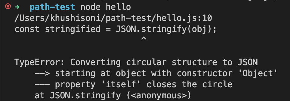 Output of Object Containing Circular Reference in JSON Format